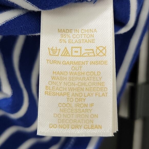 Kate Spade Girl's Alessa Rosette Tank Navy White Stripes Small - Picture 7 of 10